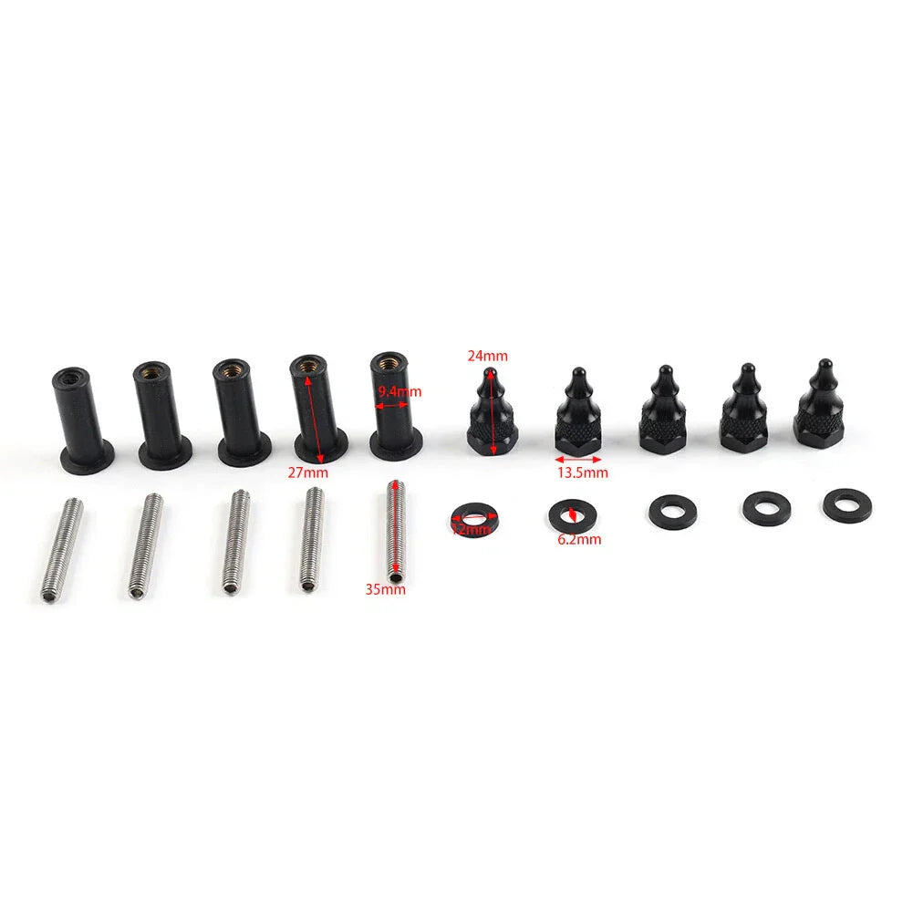 Black Windshield Well Nut Bolt Screws for Harley Road Glide (2015-2023)
