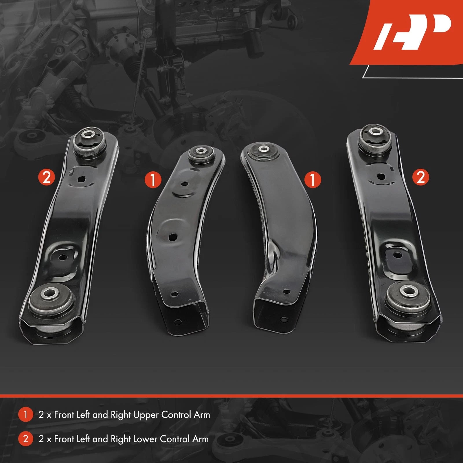 Set of 4 Front Control Arms for Jeep WJ Grand Cherokee (1999–2004)