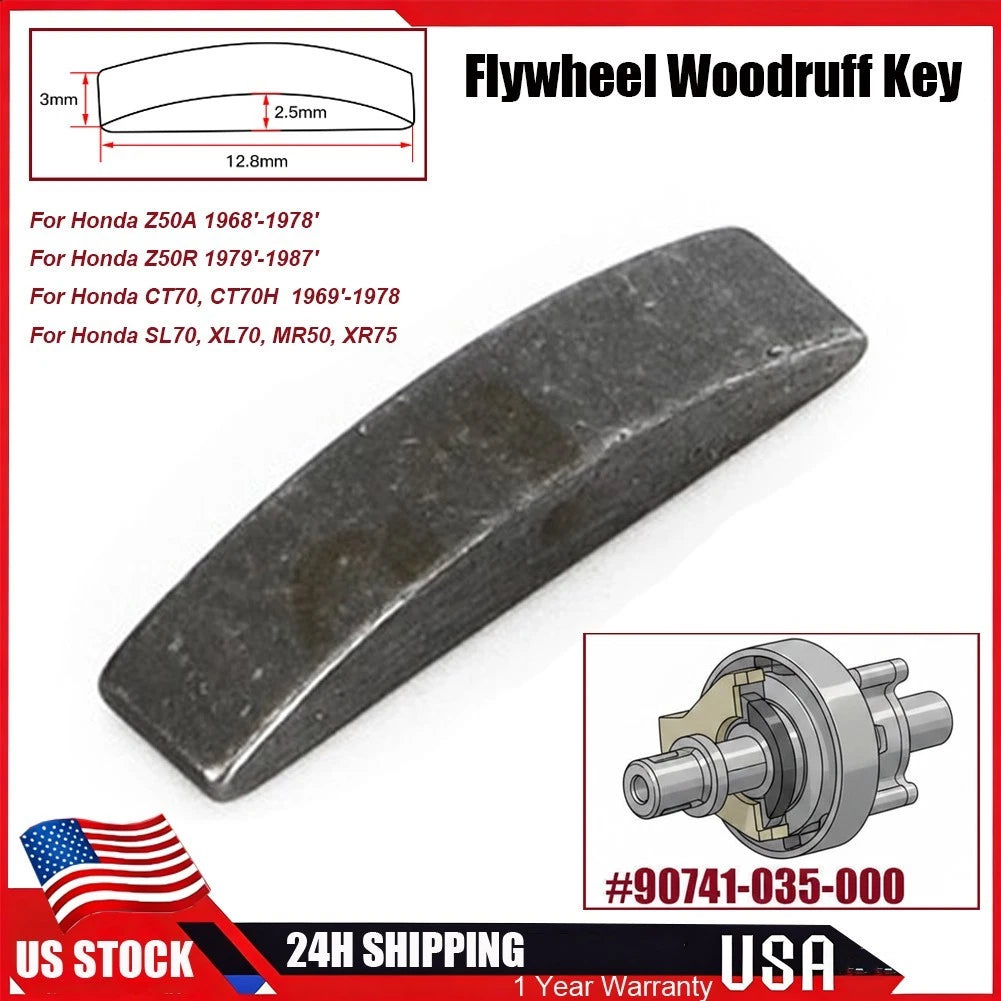 Flywheel Woodruff Key for Honda Z50 CT70 CT70H SL70 XL70 Z50R MR50 XR75 (1968–1999)