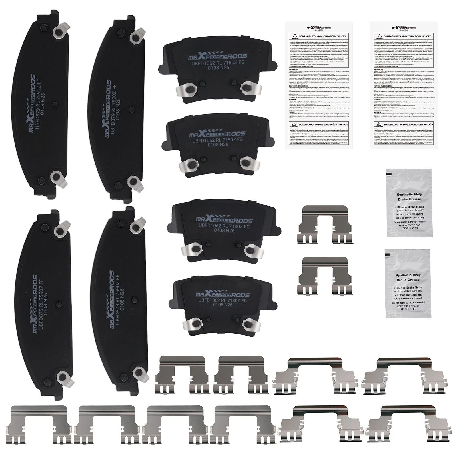 Set of 4 Ceramic Brake Pads for Dodge Challenger/Charger (2006–2023)