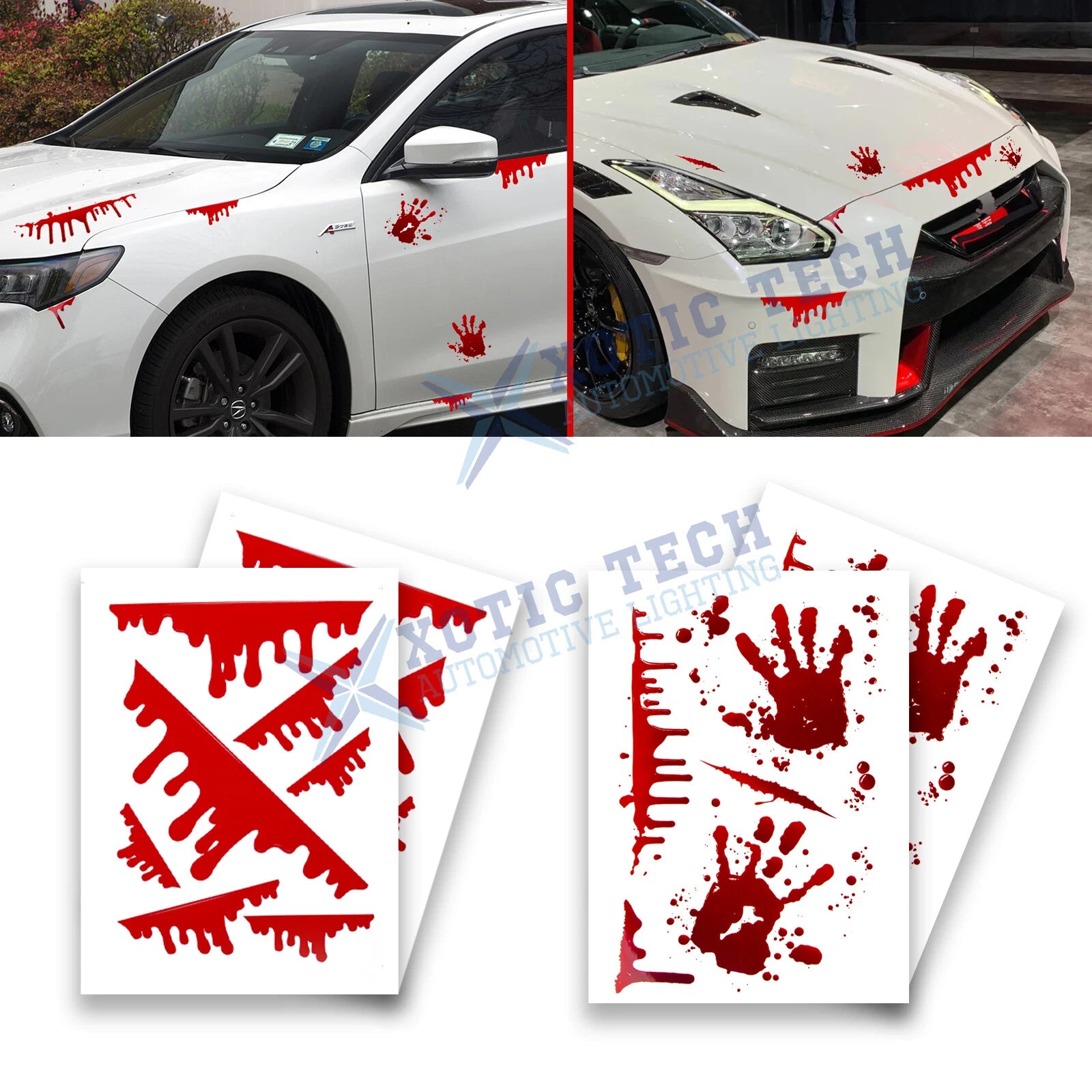 4 Pack Red Bleeding Handprint Splash Blood Stickers for Halloween (N/A–N/A)