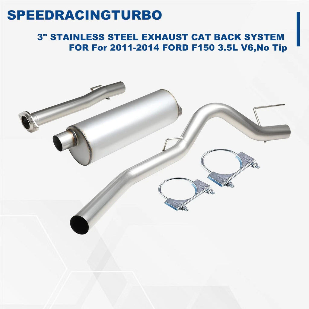 3" Stainless Steel Exhaust Cat Back System for Ford F150 2011–2014 3.5L V6