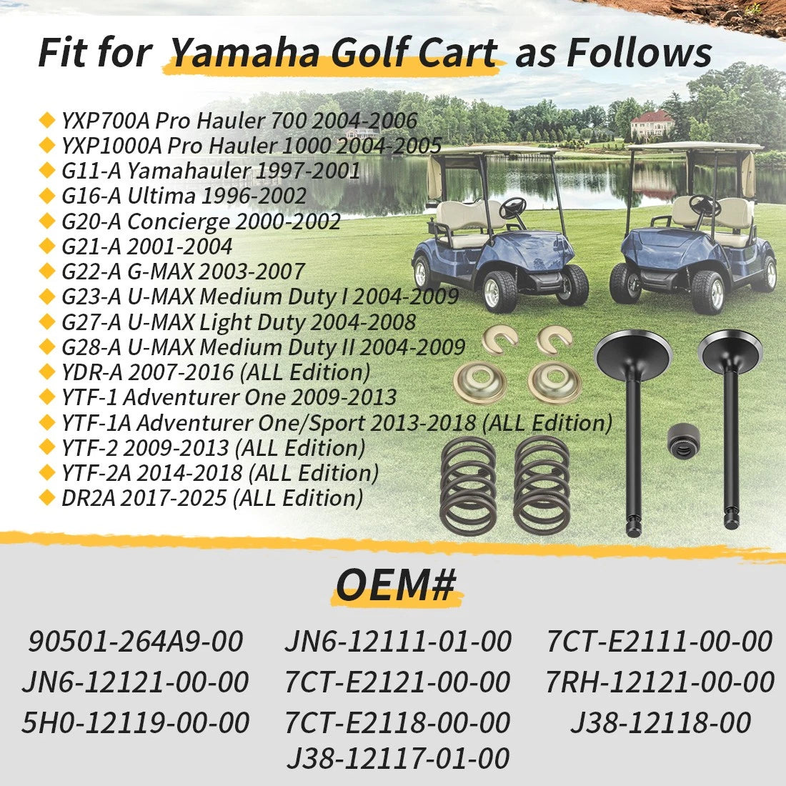 Intake & Exhaust Valve Set for Yamaha G11-G28 YDRA YTF1 YTF2 (Gas Golf Cart)