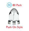 Chrome Bullet Lug Nut Covers Push-On 33mm for 80-Pack Set (2-3/4")