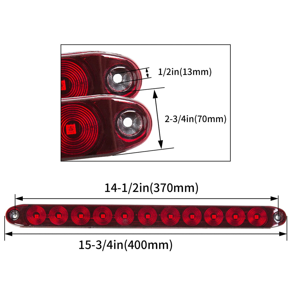 2X 16" Red LED Trailer Light Bar for Truck (Year Range Not Specified)