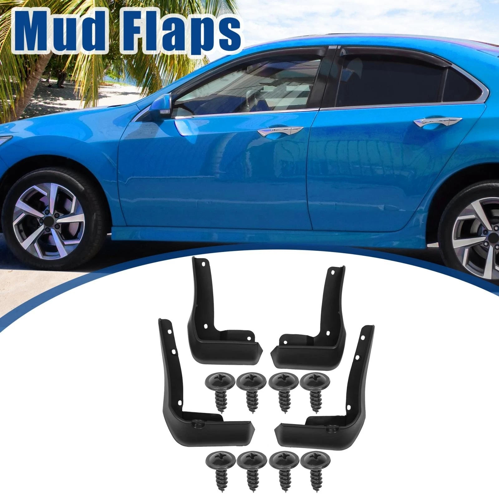 Mud Flaps Kit for Honda Accord (2018–2021) - Front & Rear, Black