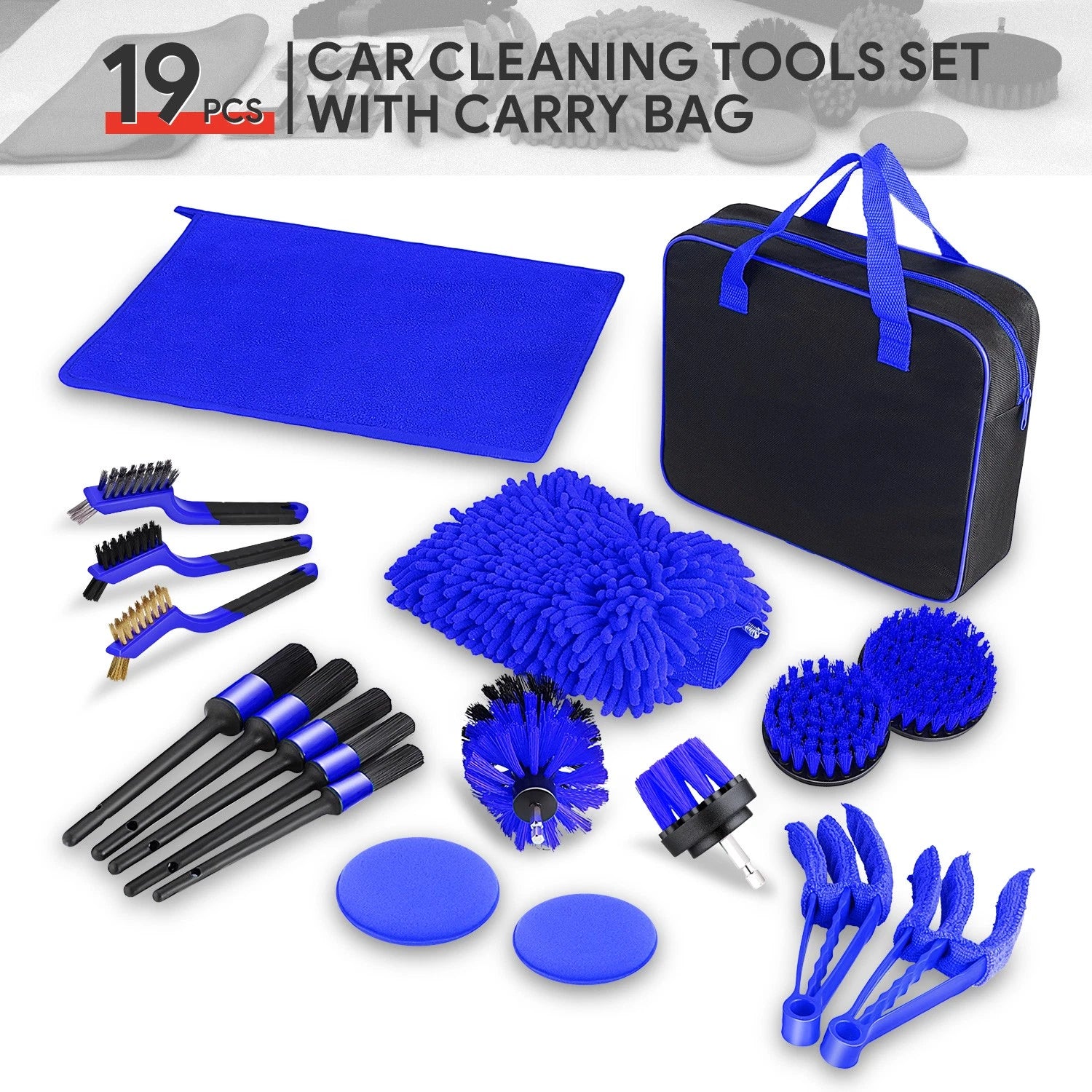 19-Piece Car Wash Cleaning Kit for All Vehicles (Interior Exterior)
