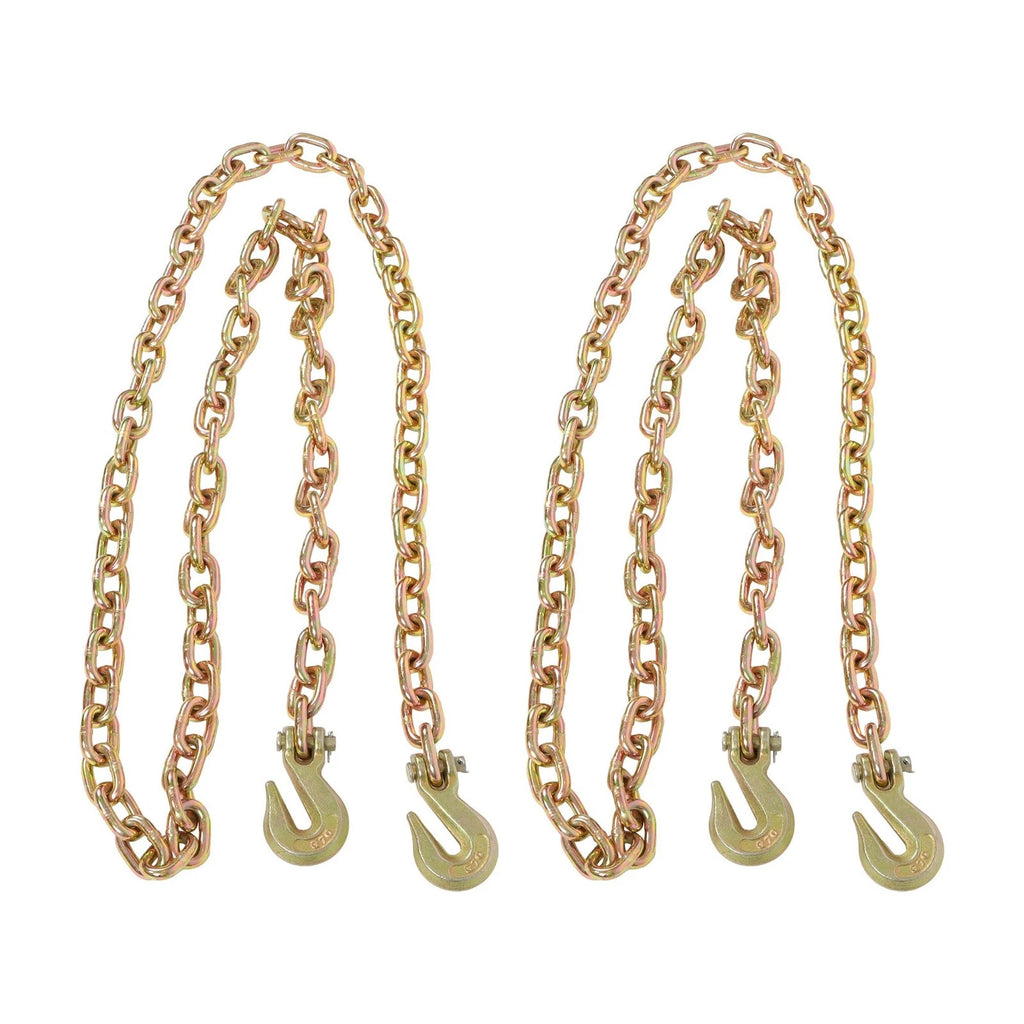Set of 2 Grade 70 Binder Transport Chains with Grab Hooks 10' 7100lbs