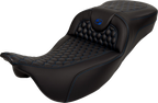 SADDLEMEN RoadSofa Seat for Harley Davidson (Extended Reach, Blue Stitch)