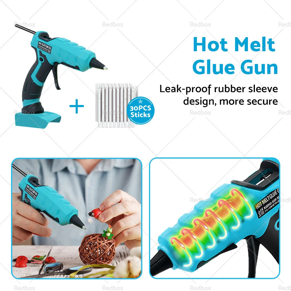 Cordless Hot Glue Gun for Makita 18V Battery (50W) + 30 Glue Sticks