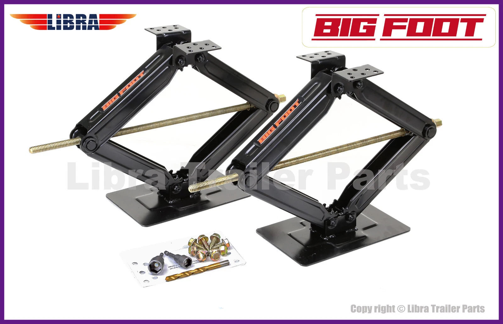 Set of 2 Scissor Jacks for Libra Bigfoot RV Camper (24", 5000lbs)