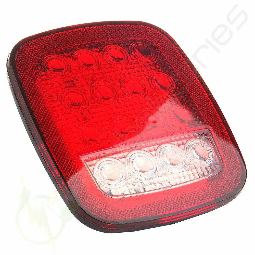 2X Sealed 12 Red & 4 White LED for Trailer Truck Stop Turn Signal Tail Light