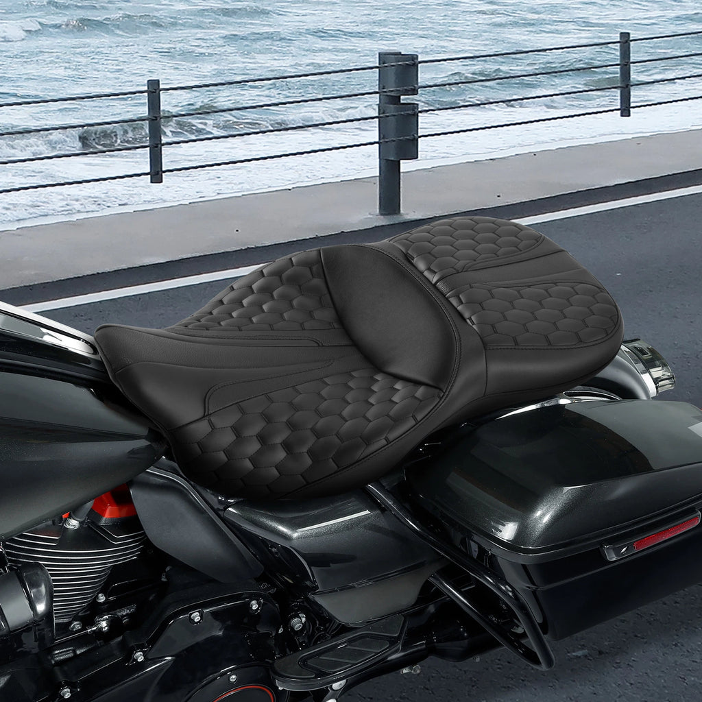 Rider Driver Passenger Seat for Harley Touring Street Road Glide (2009–2023) Black