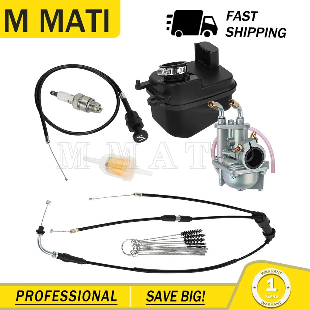 Carburetor Kit with Air Filter, Throttle & Choke Cable for Yamaha Y Zinger PW50