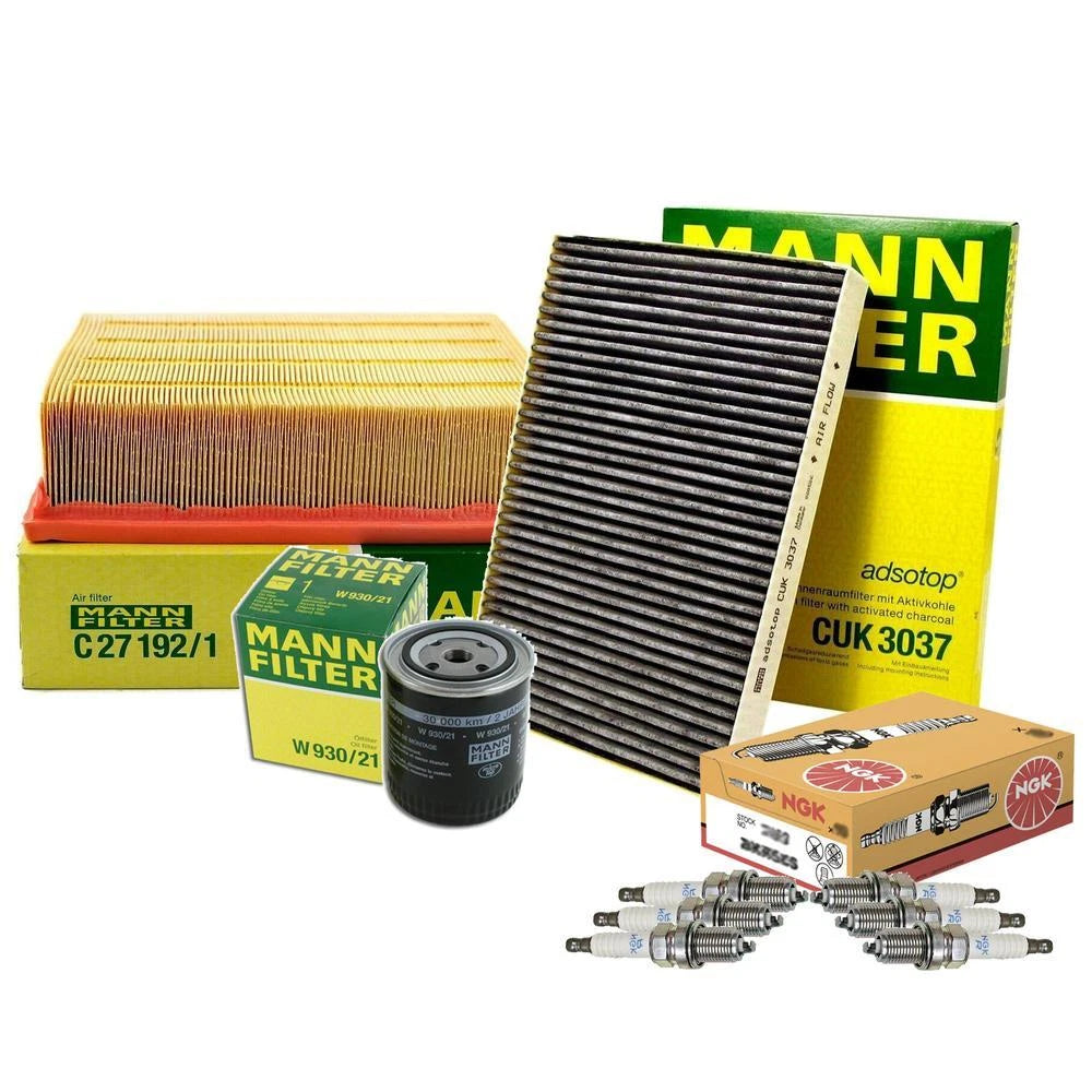 Set of 6 NGK Spark Plugs & Mann Filters Ignition Tune Up Kit for Audi A4 (2002–2008)