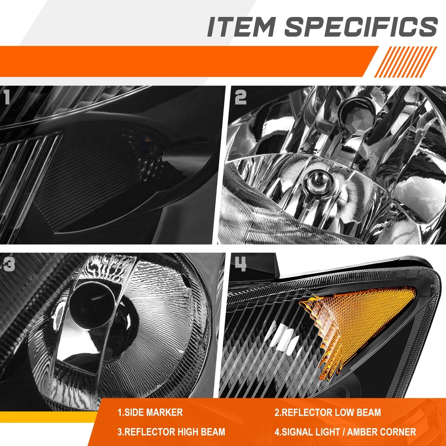 Driver Side Black Amber Headlight for Ford Expedition (2003–2006)