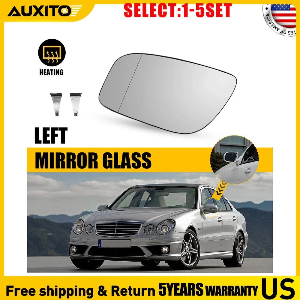 Left Heated Mirror Glass for Mercedes-Benz E280 E320 E350 E550 E63 (2007–2009)