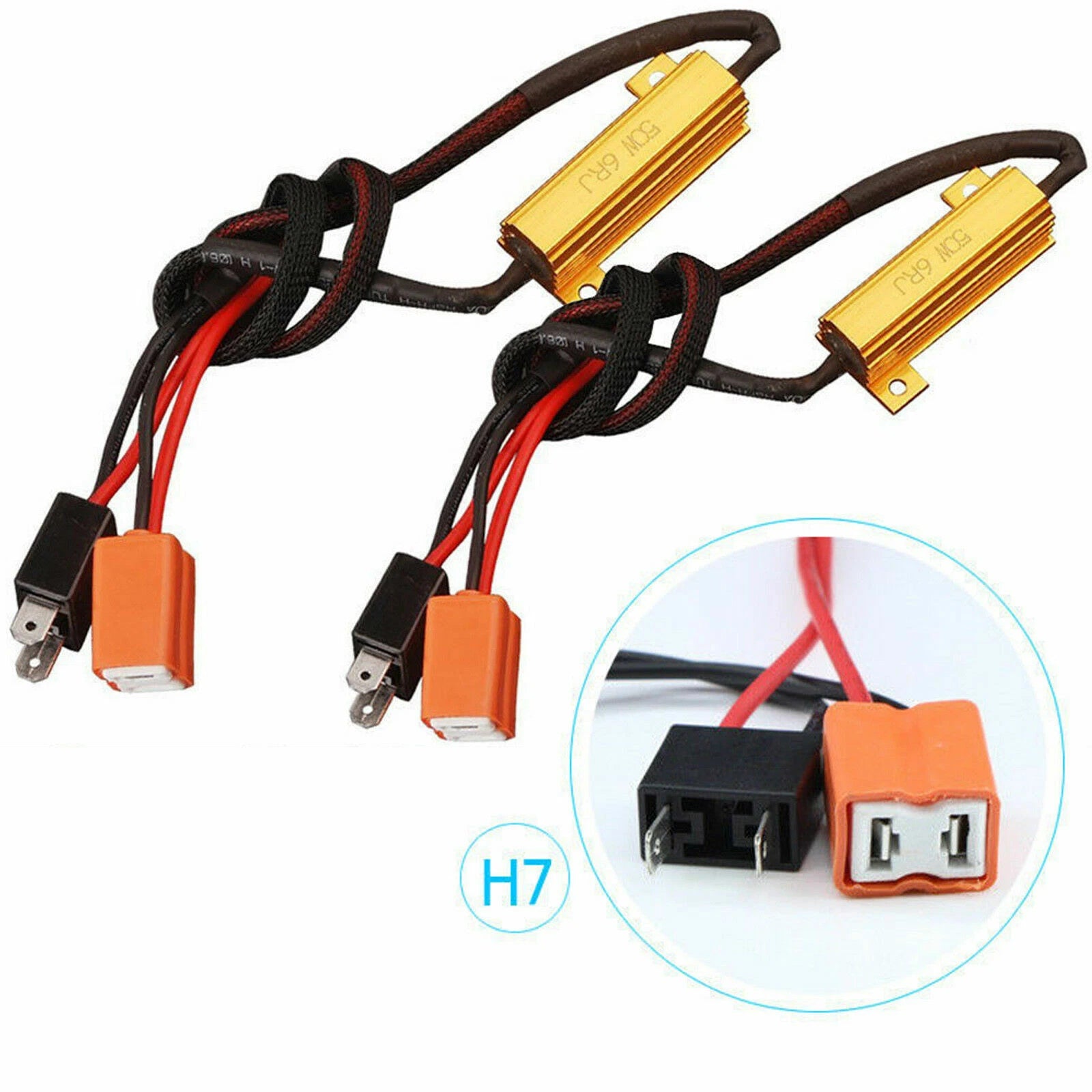 H7 LED Anti Flicker Error Free Canbus Headlight Adapter for Car (—)