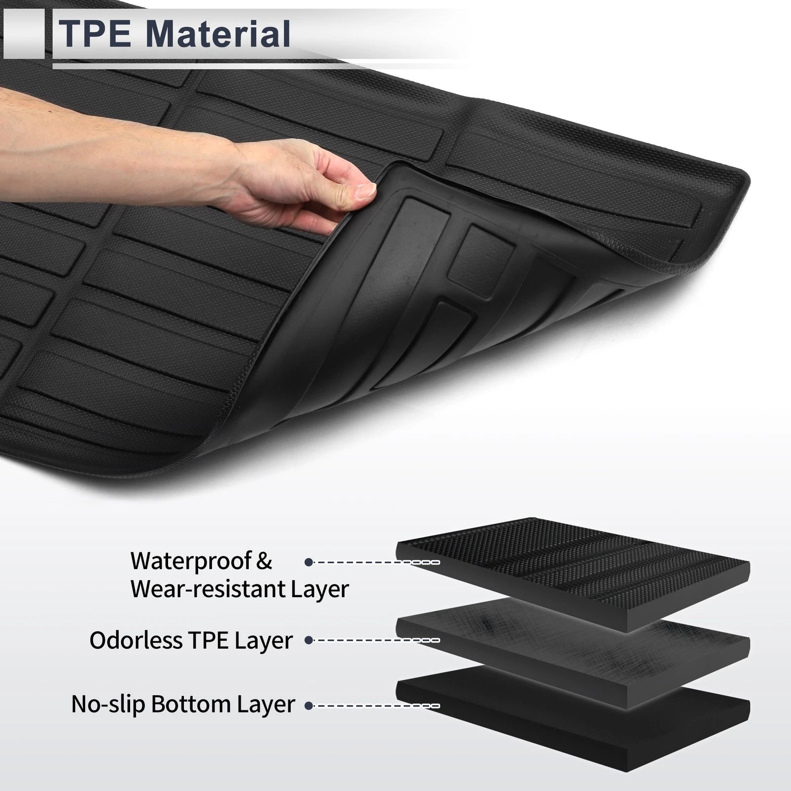 Cargo Liner Rear Trunk Mat for Honda Pilot (2016–2024) TPE Long Grid Pattern