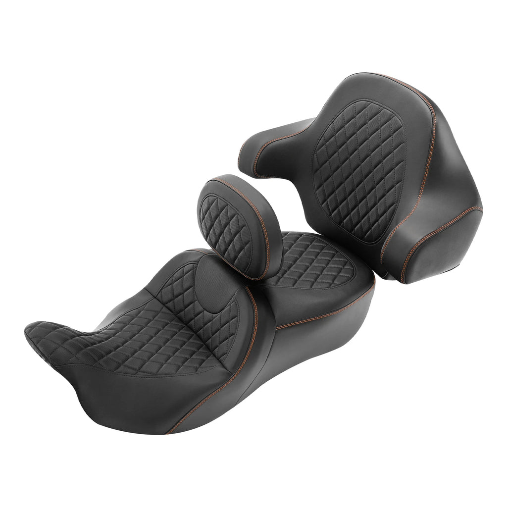 Set of 2 Seat Backrests Pads for Harley Touring Models (2014–2023) Black/Brown