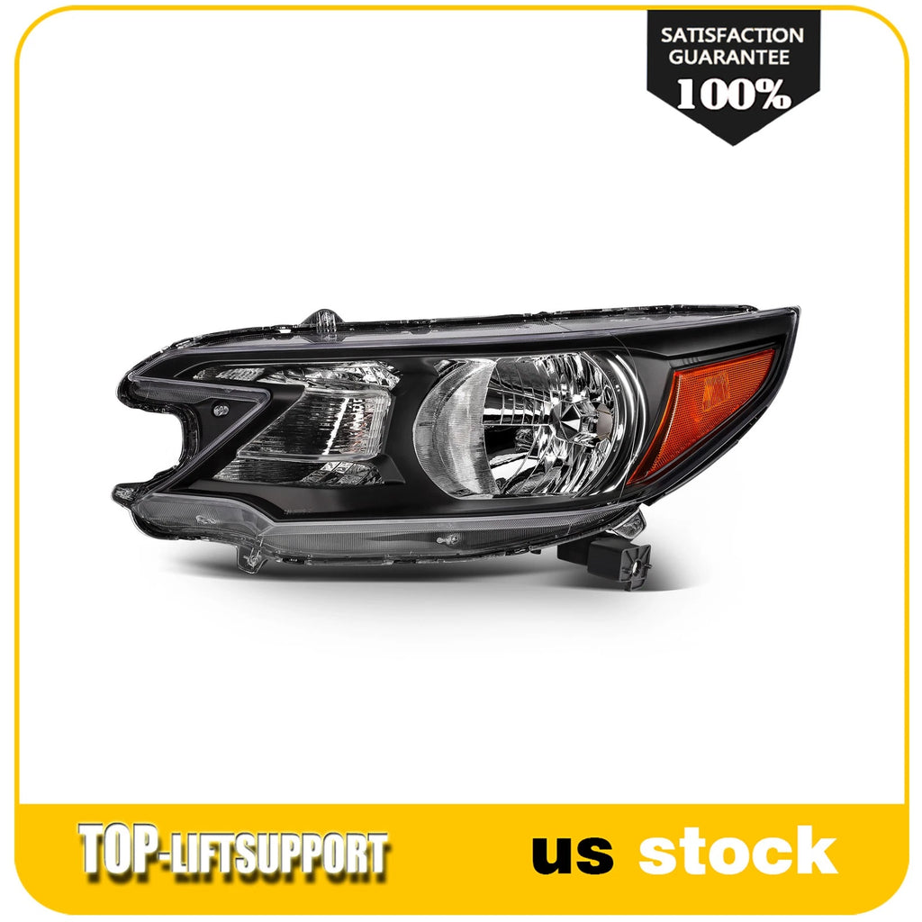 2X Black Headlight Assembly for Honda CR-V (2012–2014)