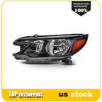 2X Black Headlight Assembly for Honda CR-V (2012–2014)