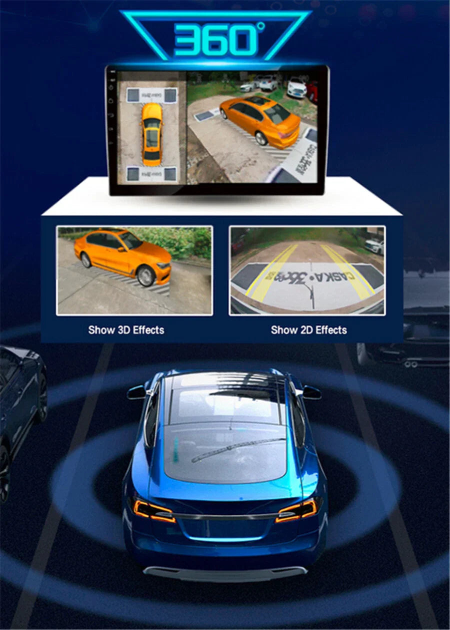 360�� Panoramic 4-Way Parking Reverse Camera for Car Stereo - Waterproof