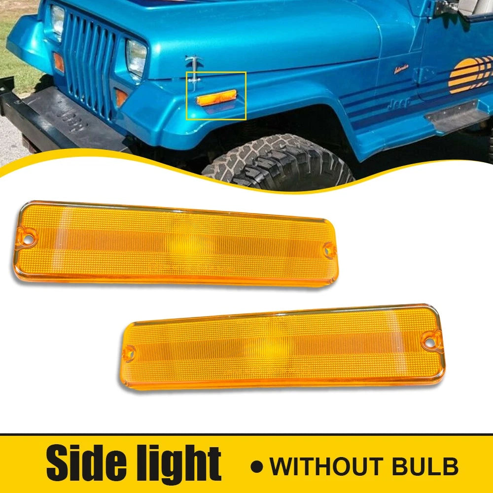 2X Amber Front Side Marker Light Housing for Jeep Wrangler YJ (1987–1995) 56001424 H