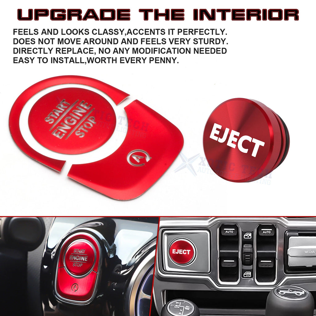 Push Start & Cigarette Lighter Button Cover for Mercedes A CLA GLA GLB (2019-2024)