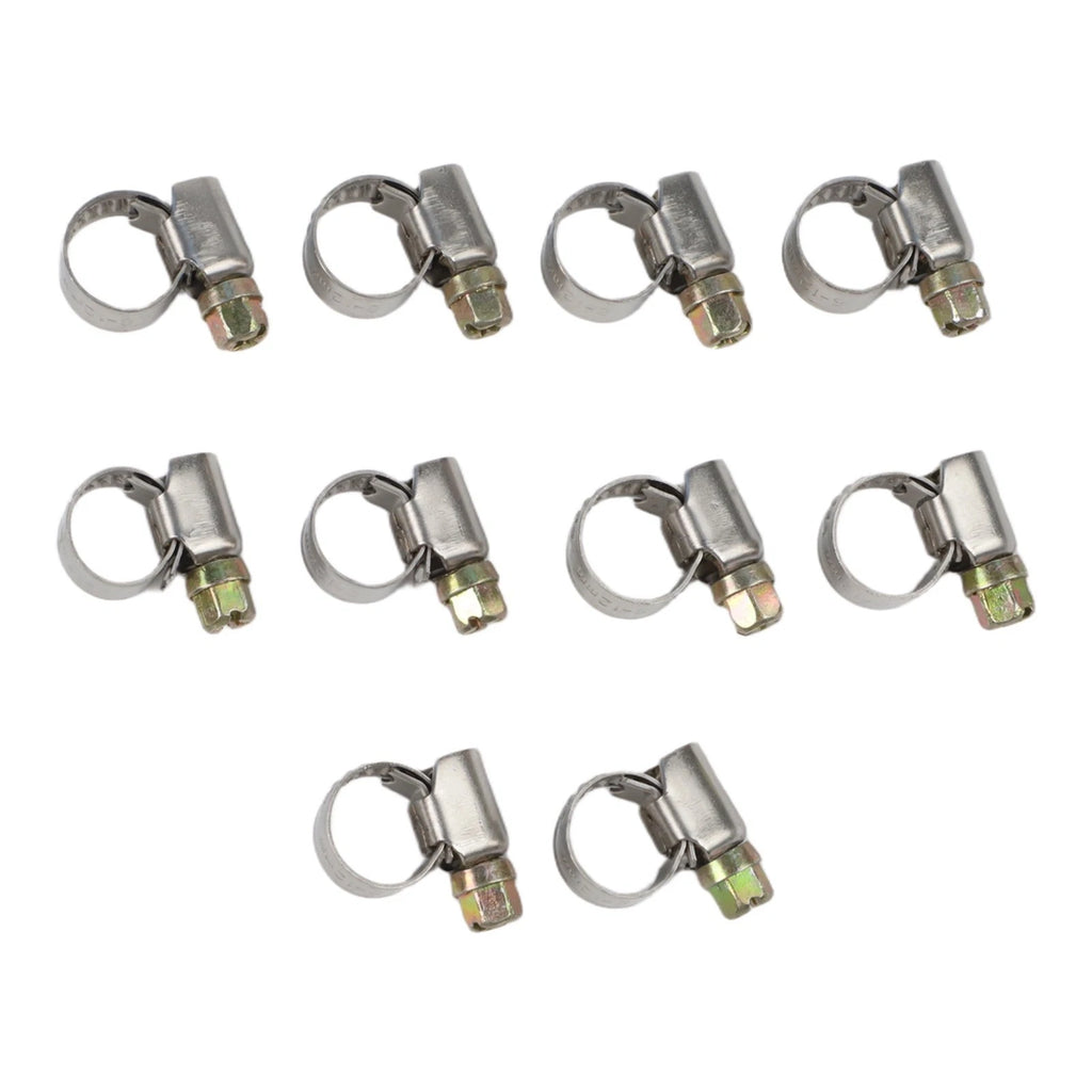 10PCS Metal Pipe Clamps for Fuel Hose 8-12mm
