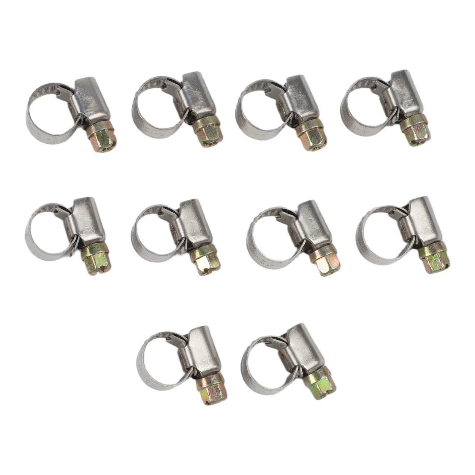 10PCS Metal Pipe Clamps for Fuel Hose 8-12mm