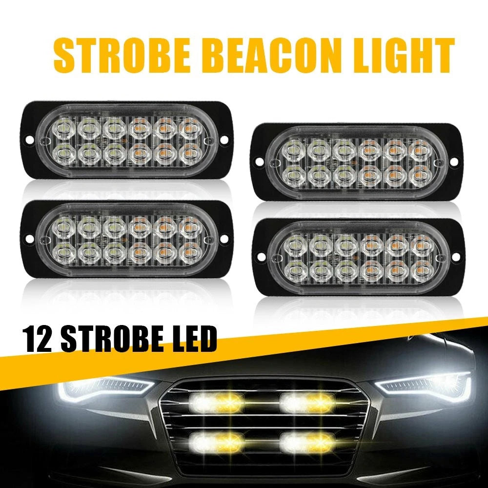 4X LED Warning Hazard Beacon Strobe Light Bar for