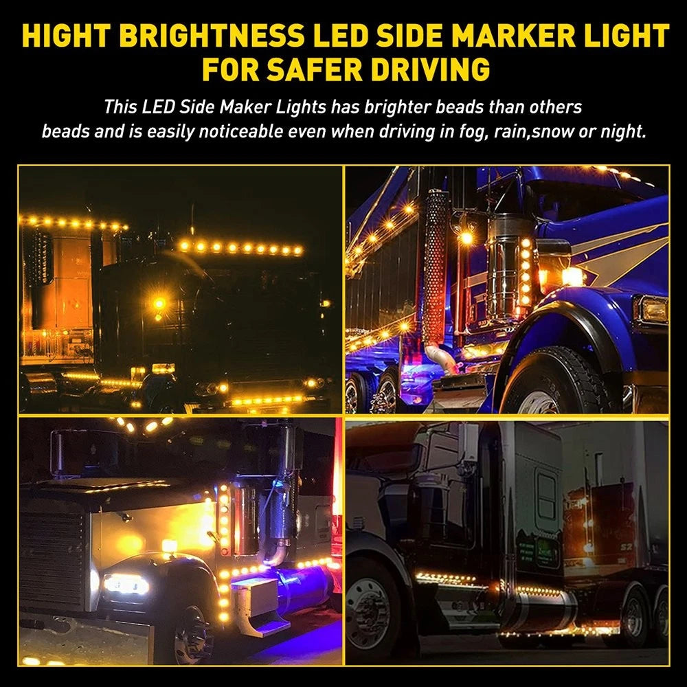 2X Amber Watermelon LED Marker Turn Signal Lights with Chrome Ring for EXV