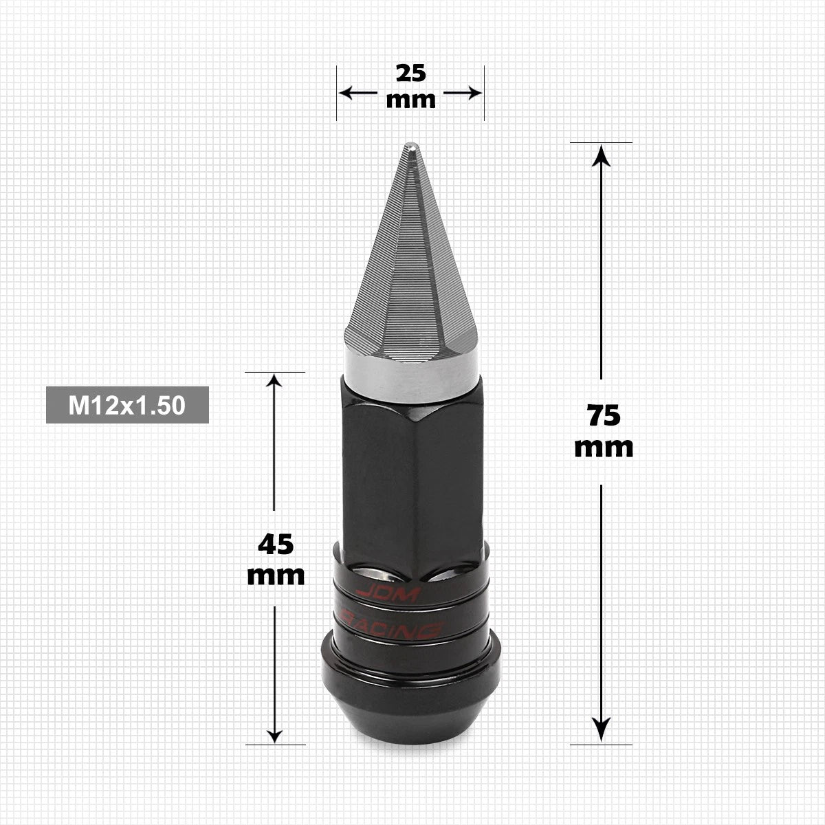 20Pc M12X1.5 Gunmetal JDM Wheel Lug Nuts + Spline Locks + Spiked Cap