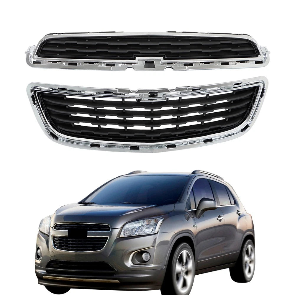 Set of 2 Plastic Front Center Mesh Grilles for Chevrolet Trax (2014-2016)