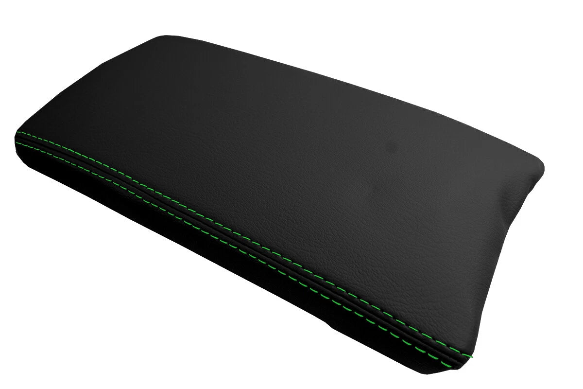Leather Console Lid Armrest Cover for Toyota Prius (2010–2015) Green Stitch