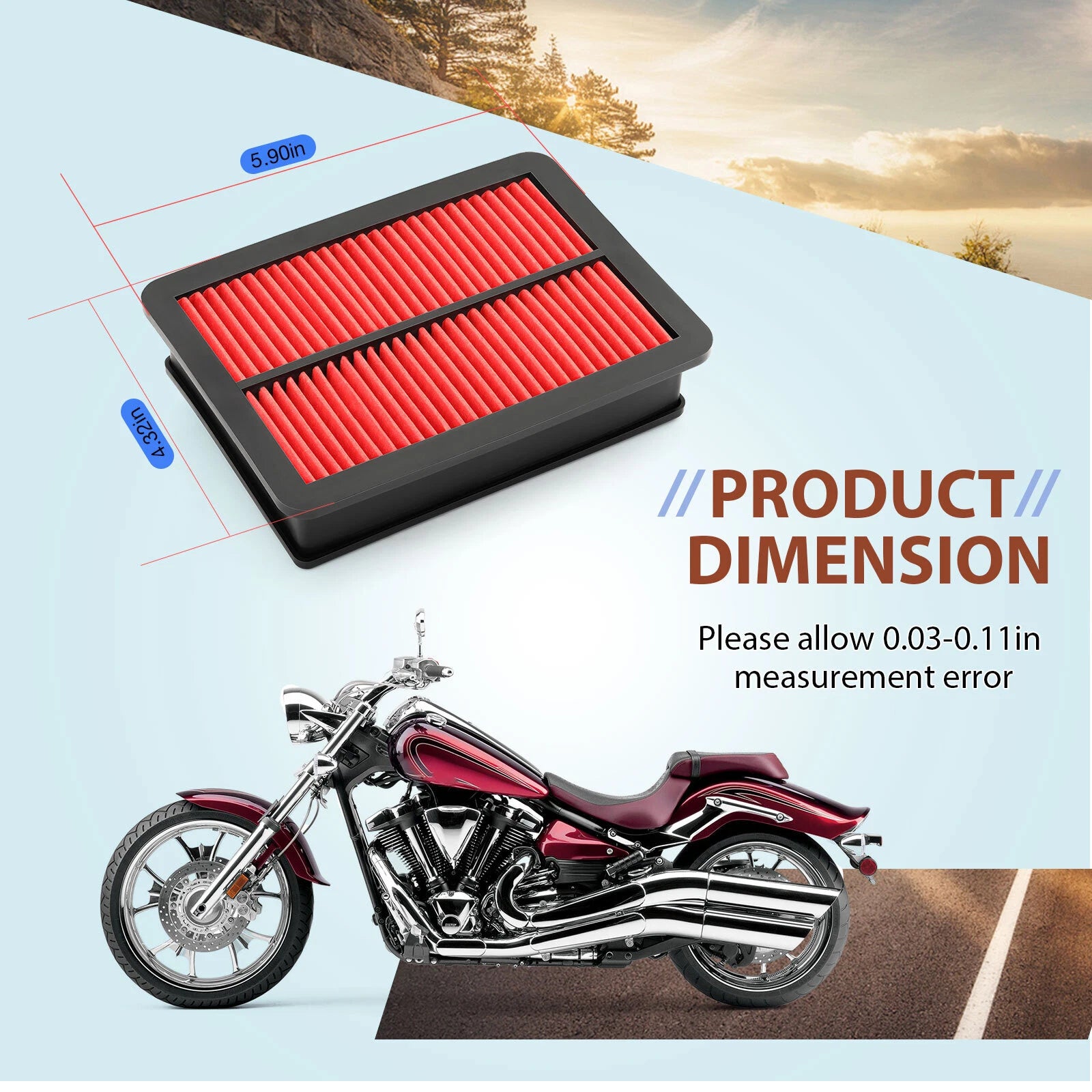 Air Filter Cleaner for Yamaha XV 1900 (2006–2017) 1D7-14461-01-00