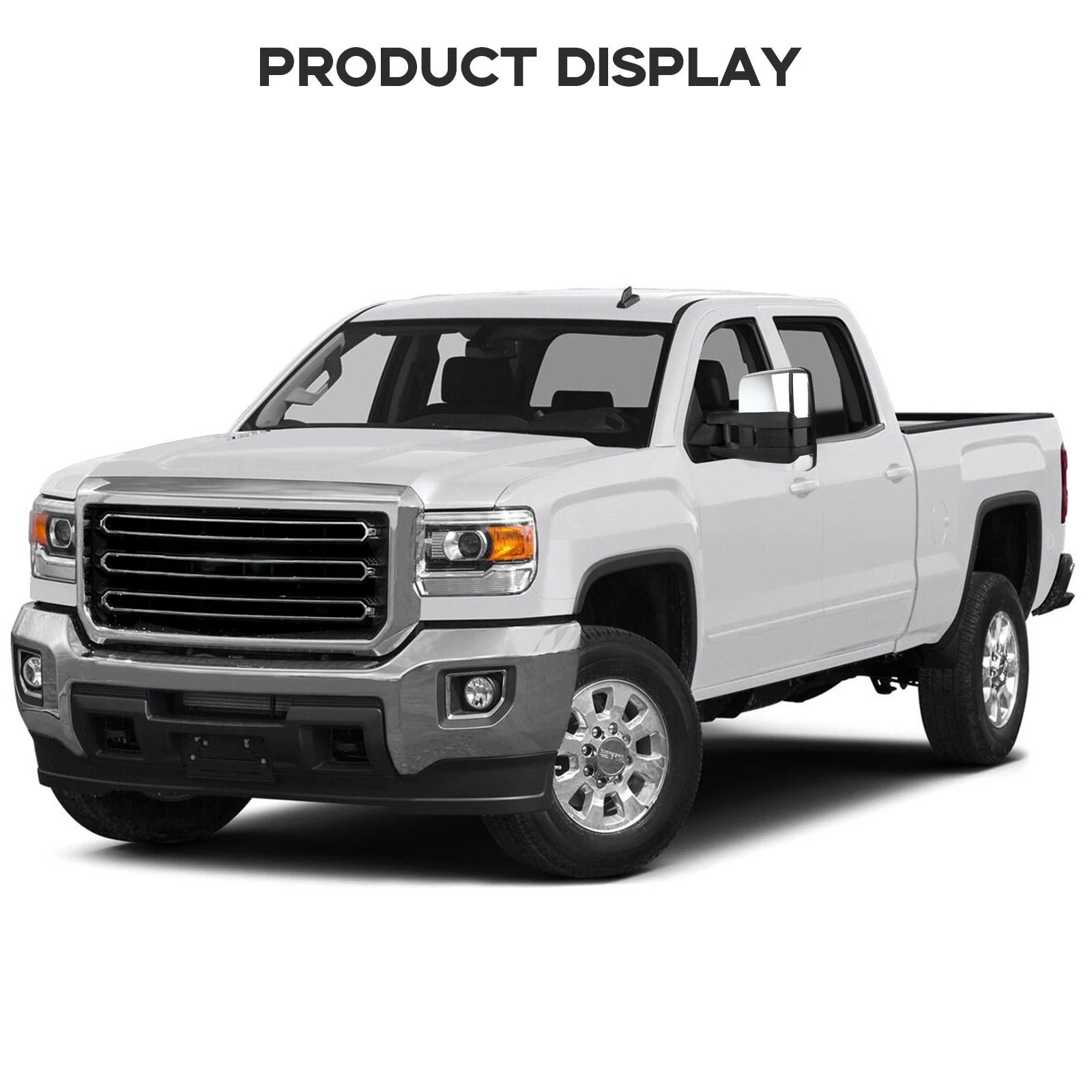 Set of 2 Chrome Power Heated Towing Mirrors for Silverado Sierra (2014-2018)