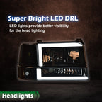 LED DRL Smoke Black Headlights for Ford F-150 Bronco (1992–1996)