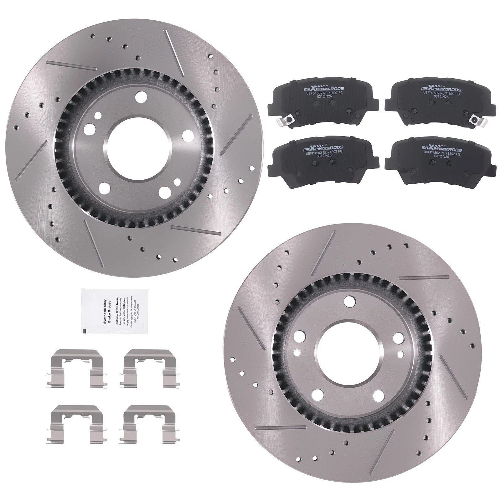 Front Disc Brake Rotors & Ceramic Pads for Hyundai Elantra (2011–2016), Veloster (2012–2015)