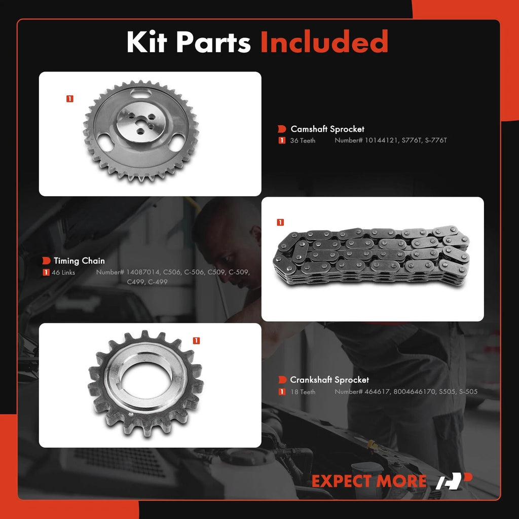 3X Timing Chain Kit for Chevy Express 1500, GMC C1500, S10 Blazer (1996–1998)