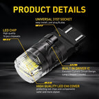2X 3157 3156 16SMD LED Reverse Tail Brake Signal Light Bulb 6500K for