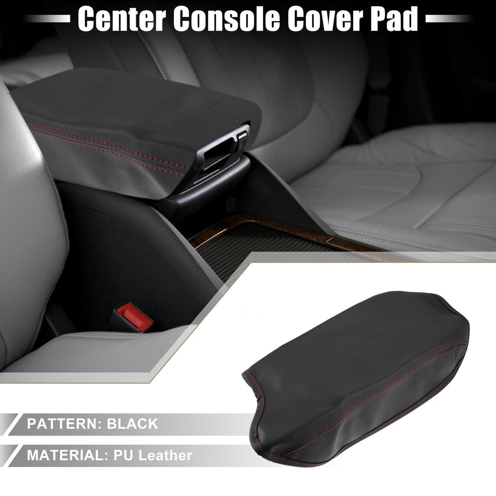 Center Console Armrest Cover for Ford Ranger (2019–2021) Black Red Stitch