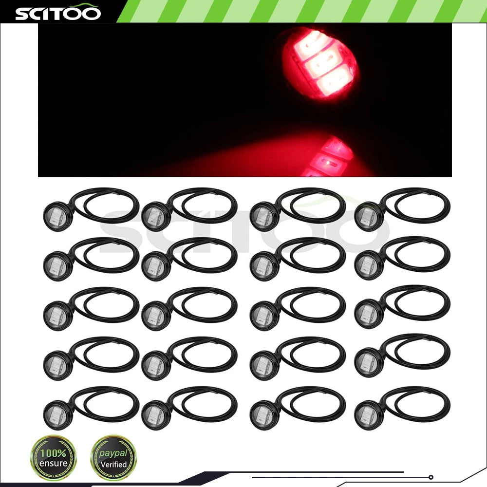 20X Red Eagle Eye Grille Light Signal Fog Lamp for Universal