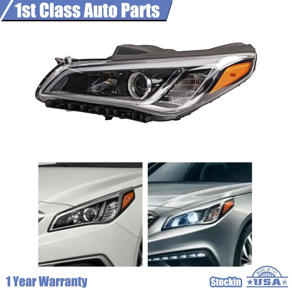 Headlight Assembly for Hyundai Sonata (2015-2017) Halogen Driver Left