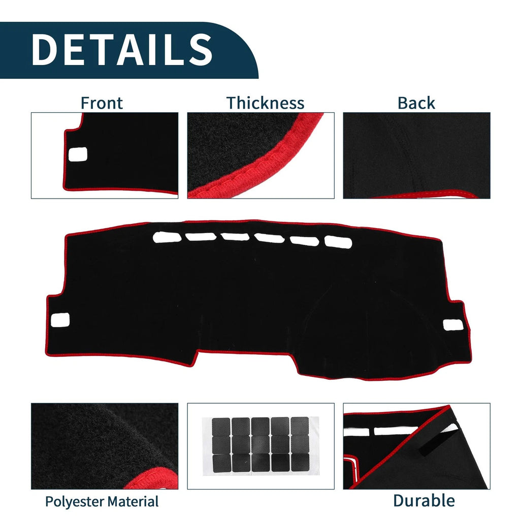 Dashboard Cover Mat for Toyota Corolla (2007–2012) Black Red 1 Set