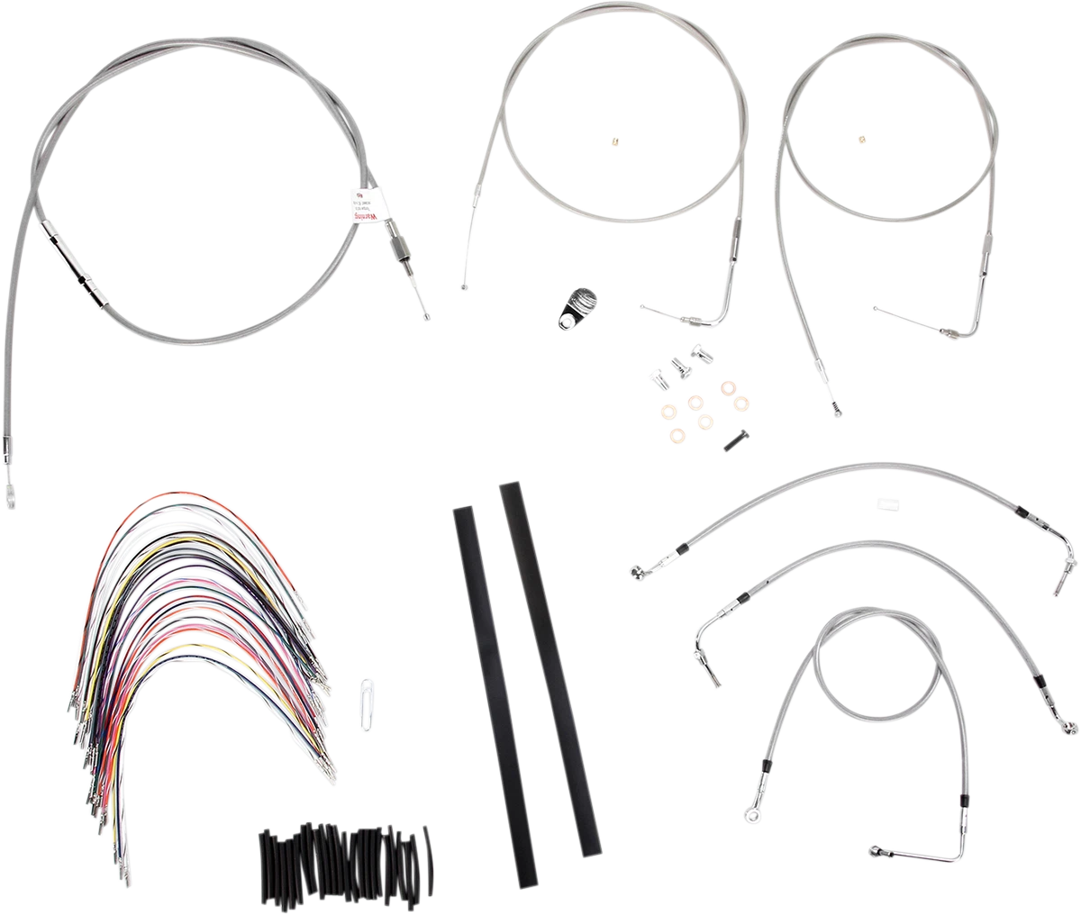 Complete Stainless Braided Handlebar Cable/Brake Line Kit for Harley