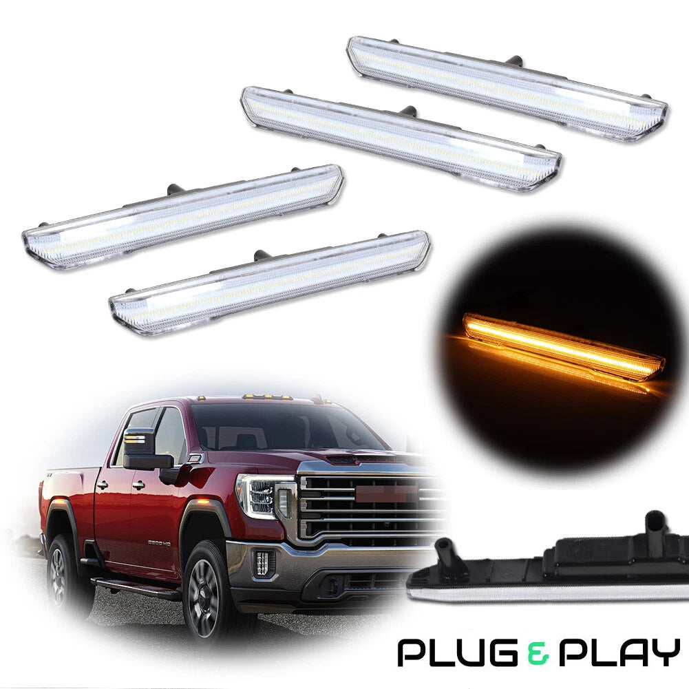 Clear Amber LED Side Marker Lights for GMC Sierra 2500 3500 (2020–2024)