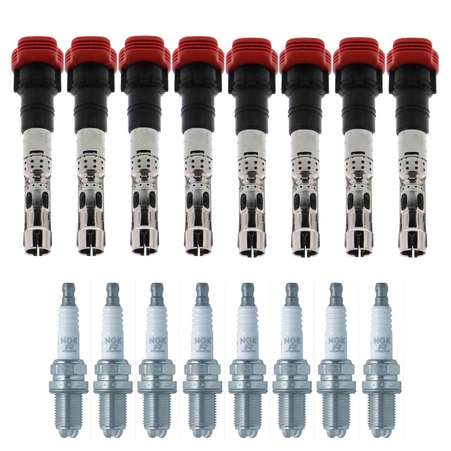Set of 8 Ignition Coils & NGK Laser Platinum Spark Plugs for Touareg (2004–2010)