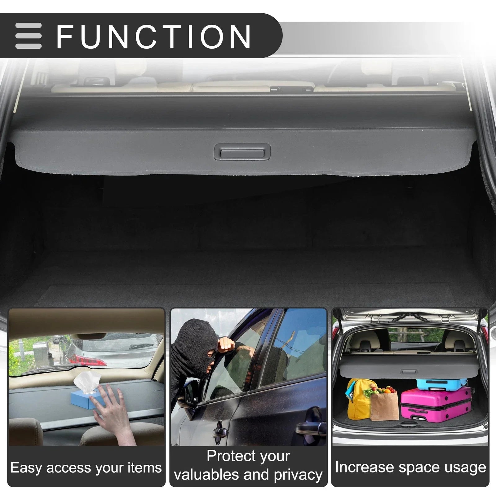 Cargo Cover for BMW X5 Trunk Parcel Shelf Carbon Fiber Black